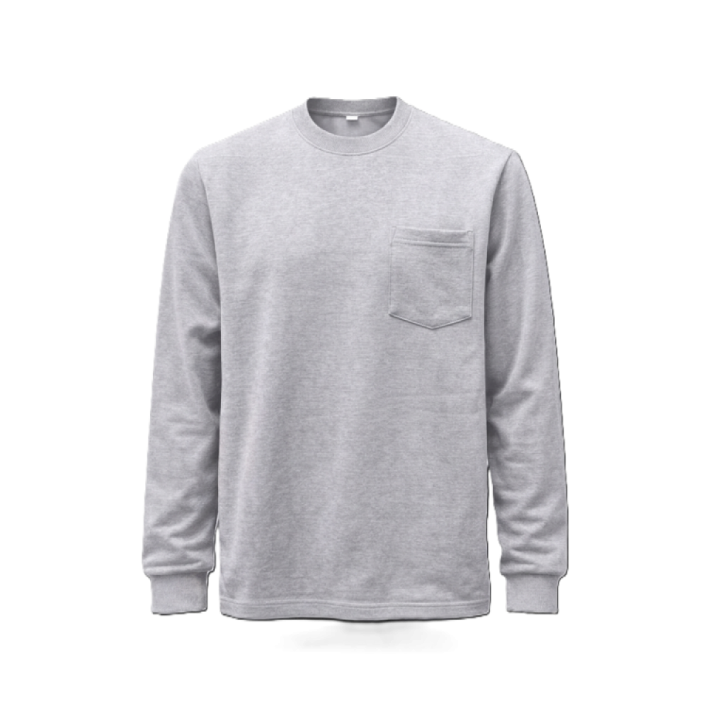 Uzman Safety 2 iplik bisiklet yaka gri iş sweatshirti pamuklu dayanıklı logo baskılı