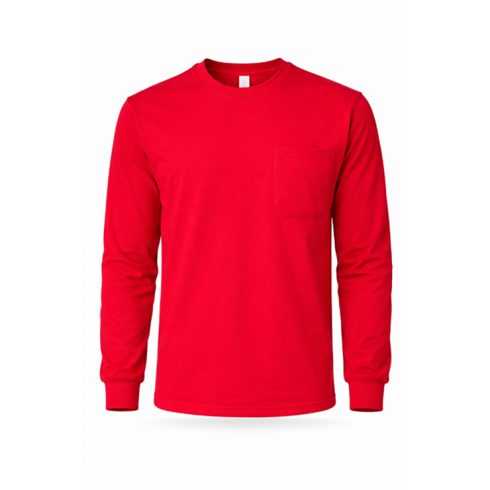 Uzman Safety 2 iplik bisiklet yaka kırmızı iş sweatshirti pamuklu dayanıklı logo baskılı
