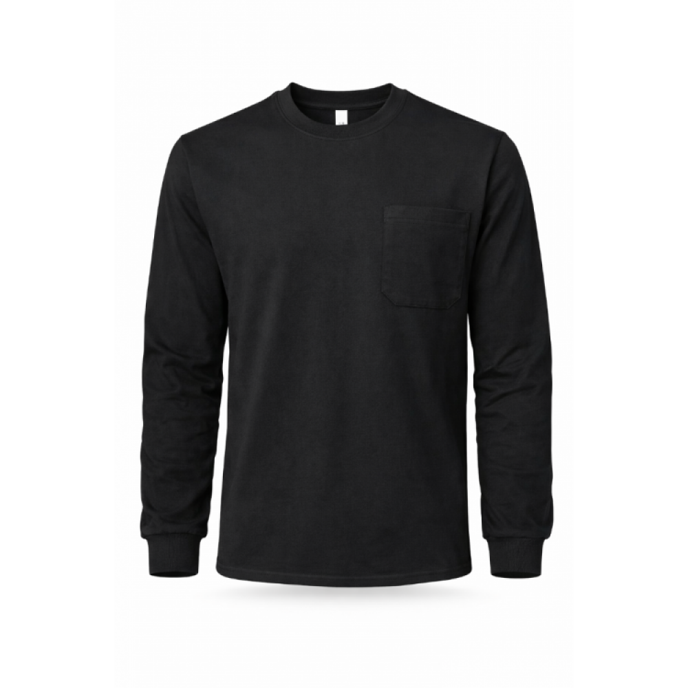 Uzman Safety 2 iplik bisiklet yaka siyah iş sweatshirti pamuklu dayanıklı logo baskılı