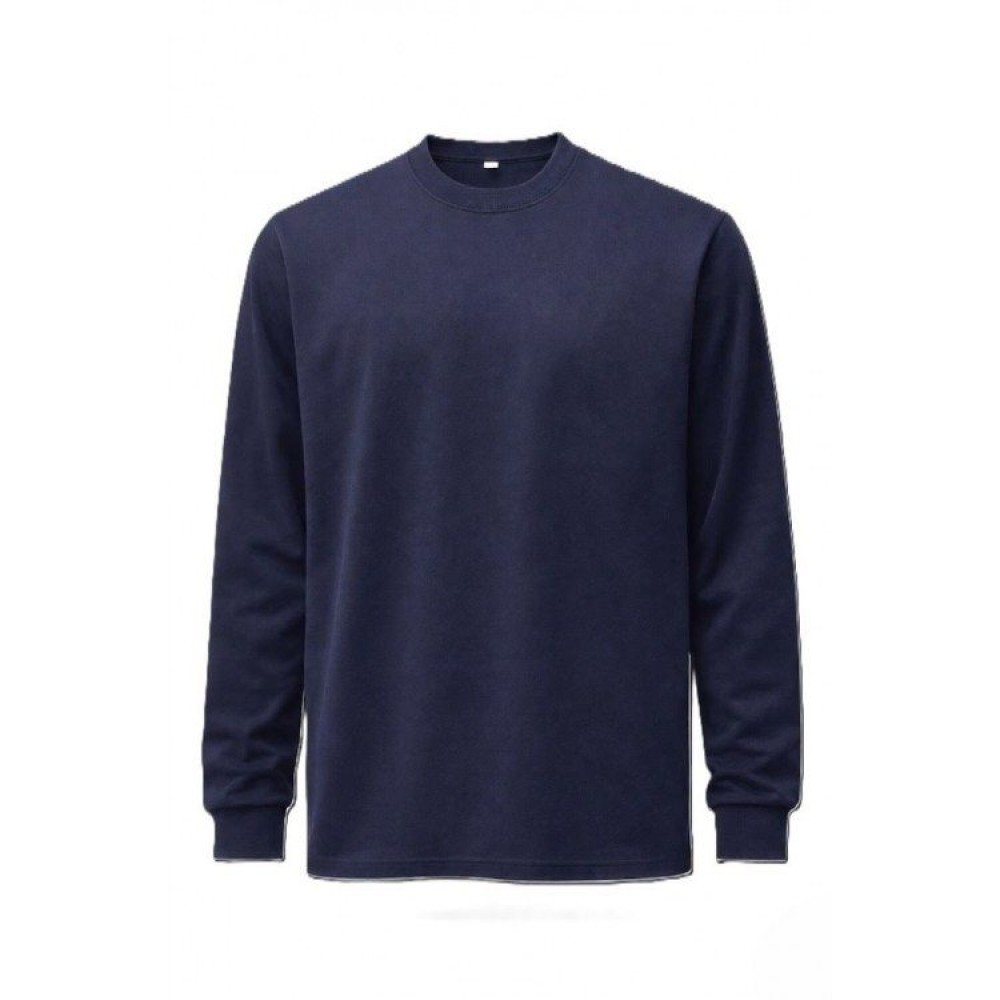 Uzman Safety 2 iplik bisiklet yaka lacivert iş sweatshirti pamuklu dayanıklı logo baskılı