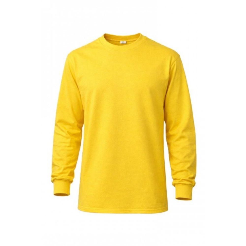 Uzman Safety 2 iplik bisiklet yaka sarı iş sweatshirti pamuklu dayanıklı logo baskılı