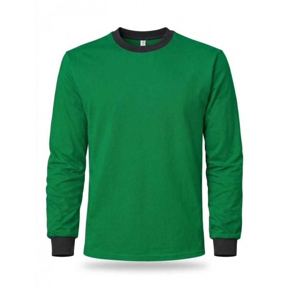 Uzman Safety 2 iplik bisiklet yaka yeşil iş sweatshirti pamuklu dayanıklı logo baskılı