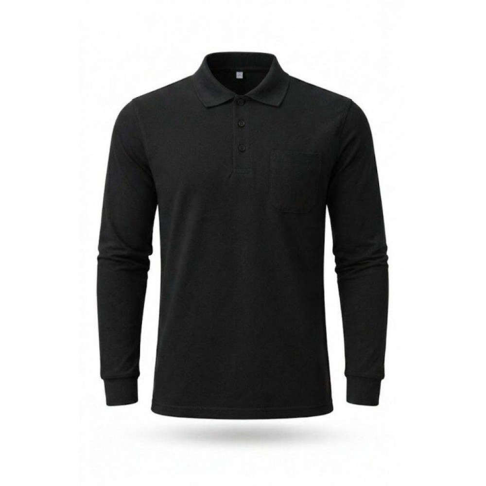 Uzman Safety 2 iplik polo yaka siyah iş sweatshirti pamuklu dayanıklı logo baskılı