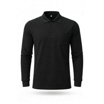2 İPLİK POLO YAKA SWEAT SİYAH