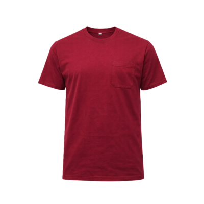BİSİKLET YAKA CEPLİ T-SHIRT BORDO