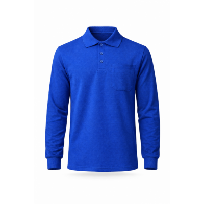 2 İPLİK POLO YAKA SWEAT SAKS MAVİ
