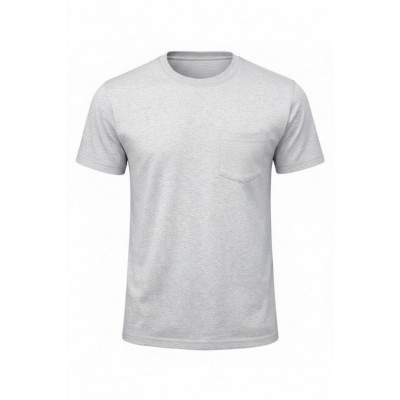 BİSİKLET YAKA CEPLİ T-SHIRT GRİ