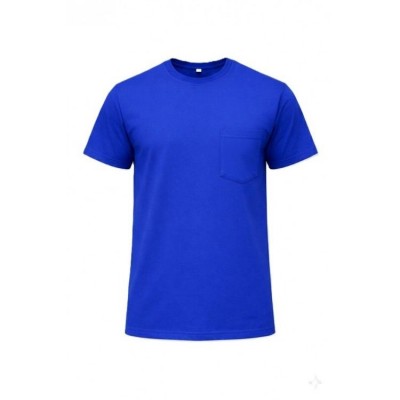 BİSİKLET YAKA CEPLİ T-SHIRT SAKS MAVİ