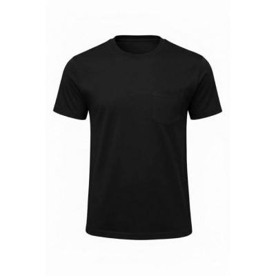 BİSİKLET YAKA CEPLİ T-SHIRT SİYAH
