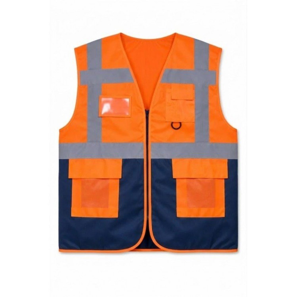 Turuncu Lacivert Mühendis İkaz Yeleği - Uzman Safety