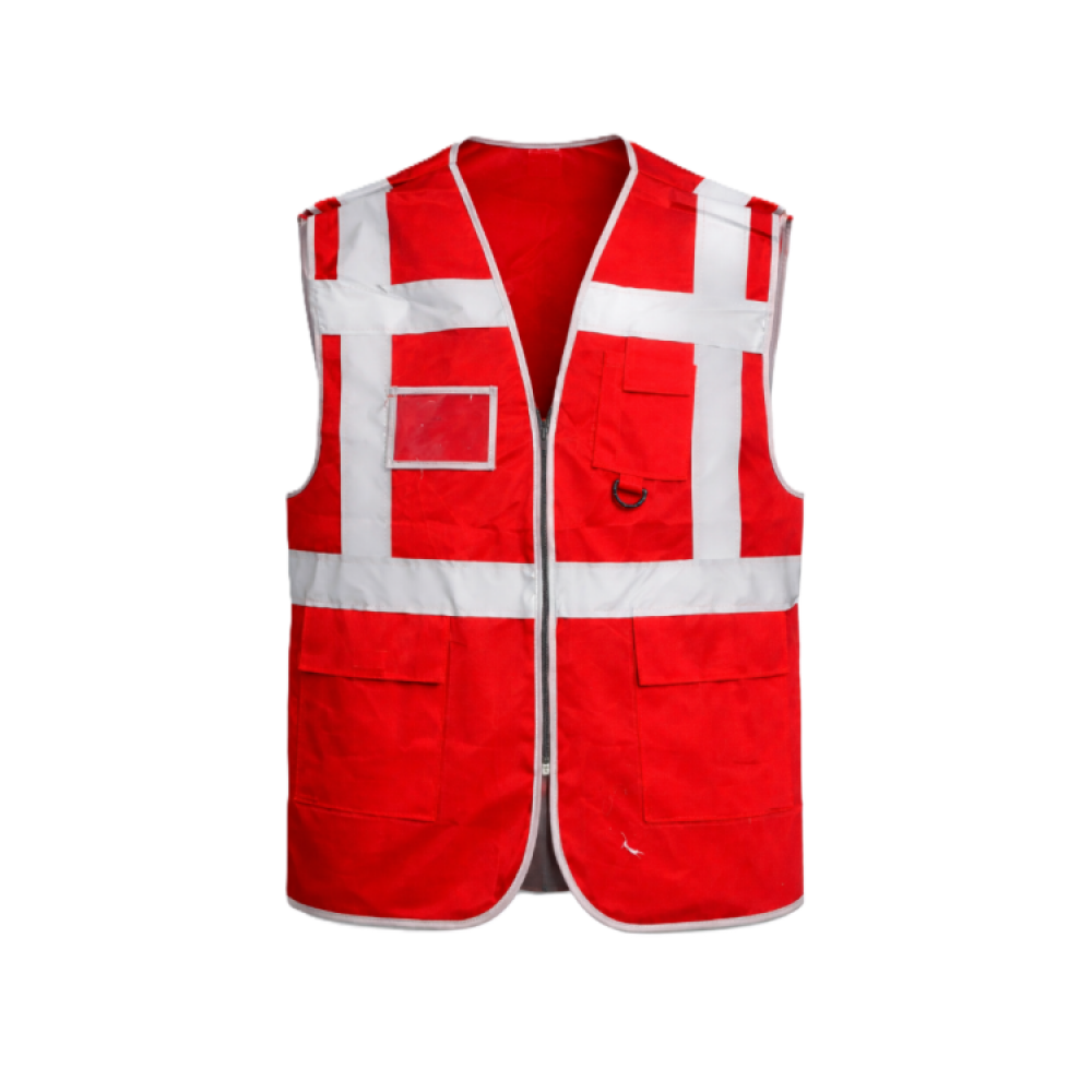 Mühendis Tipi Kırmızı İkaz Yeleği - Uzman Safety