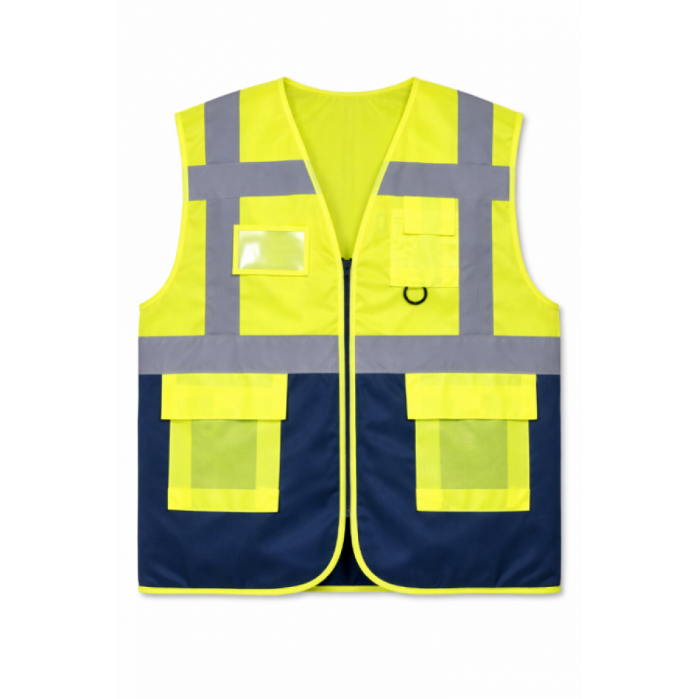 Sarı Lacivert Mühendis İkaz Yeleği - Uzman Safety