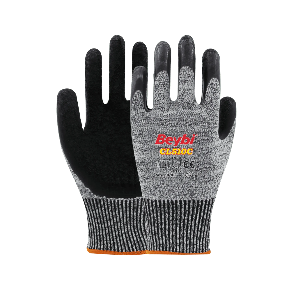 Beybi CL510C 15G kesilmeye dirençli crinkle lateks kaplı iş eldiveni 3544c