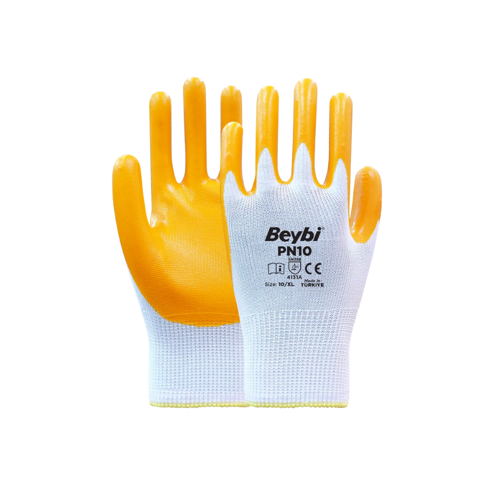 Beybi PN10 polyester nitril kaplı iş eldiveni 4141a kesilme korumalı
