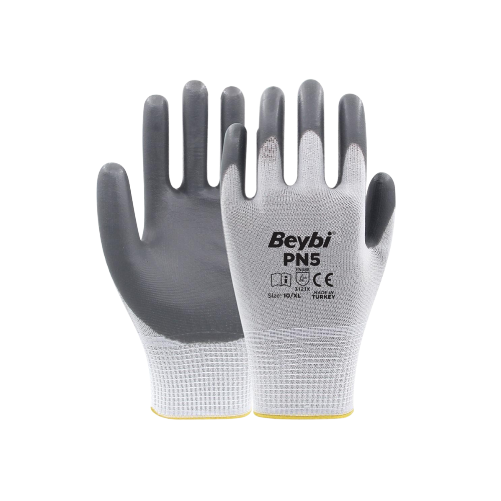 Beybi PN5 gri toptan iş eldiveni 3121x nitril kaplı