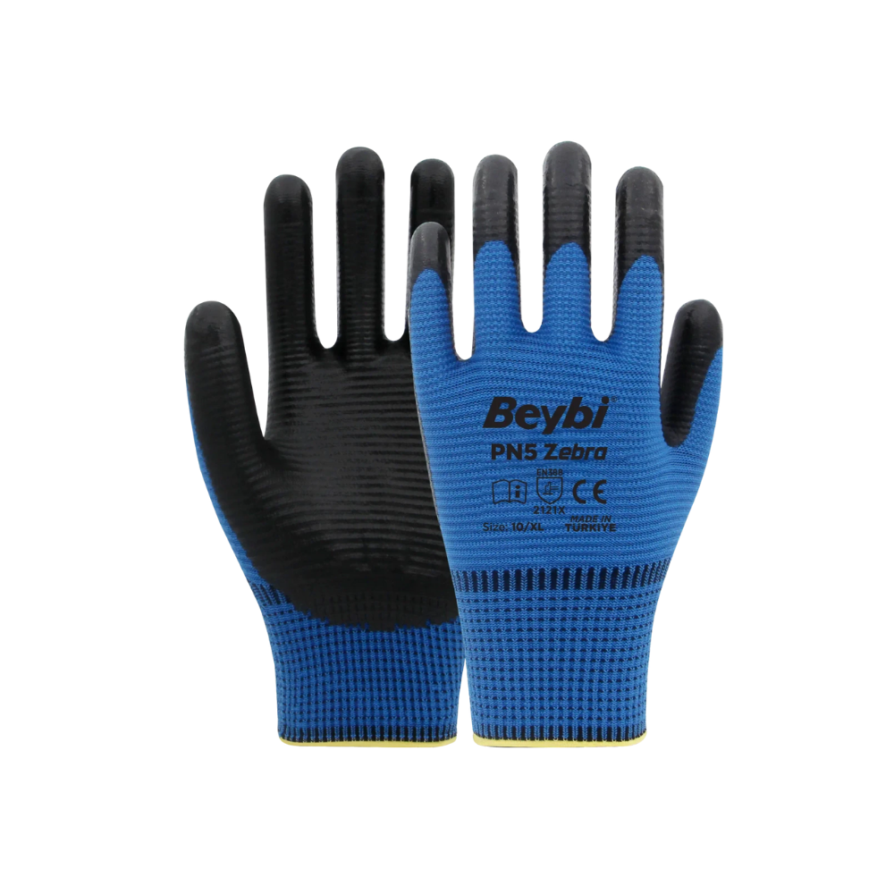 Beybi PN5 zebra mavi siyah toptan iş eldiveni 2121x desenli