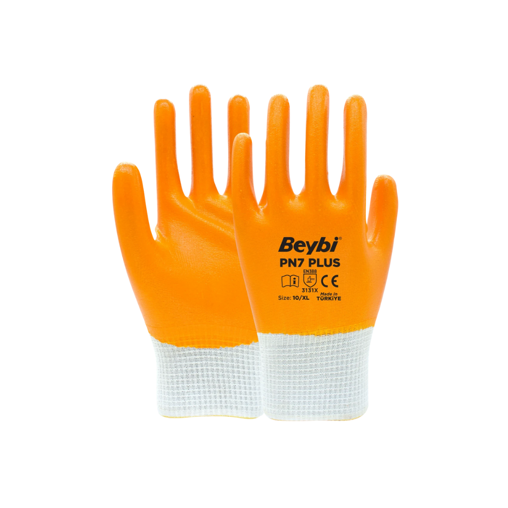 Beybi PN7+ plus sarı tam kaplı nitril iş eldiveni 3131x sızdırmaz